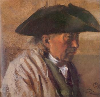 Adolph Von Menzel : Peasant with a Three-Cornered Hat